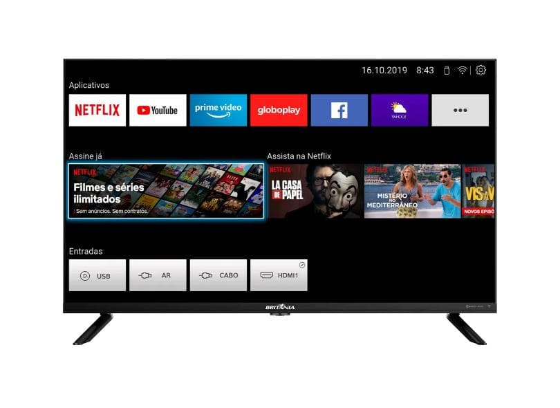 Smart TV TV LED 32 " Britânia BTV32G70N5CBLH 2 HDMI